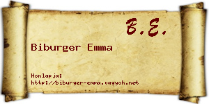 Biburger Emma névjegykártya